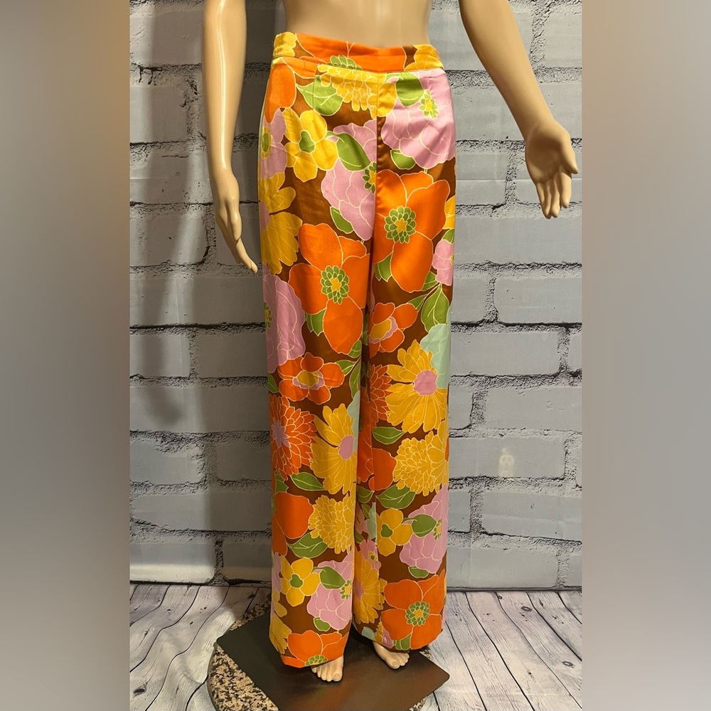 Forever 21 Floral Tropical Wide Leg Pants Size Small